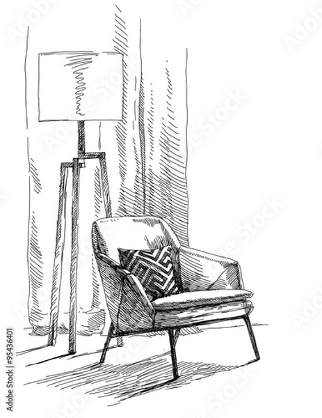 Obraz Modern interior hand drawing vector.