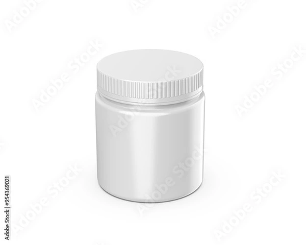 Fototapeta Blank plastic jar mockup ready for your design and branding mockup template isolated on white background, 3d illustration.