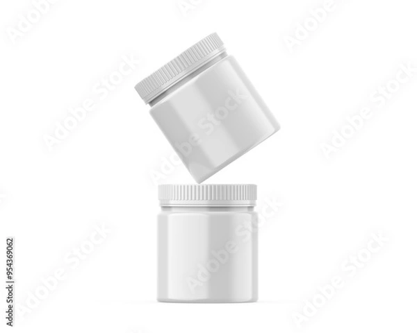 Fototapeta Blank plastic jar mockup ready for your design and branding mockup template isolated on white background, 3d illustration.