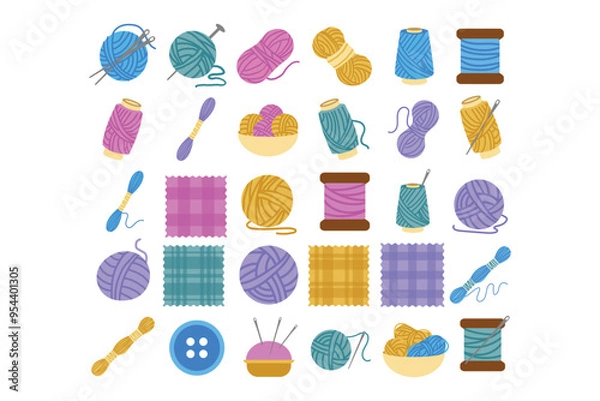 Fototapeta Flat Knitting Pack Illustration