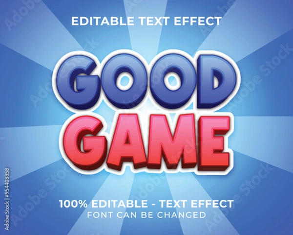 Obraz Editable text effect good game 3D text effect with blue background
