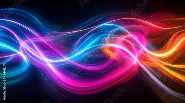 Fototapeta Abstract Intertwined Glowing Lines in Vibrant Colors