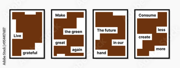 Fototapeta Wall art design templates with motivational words encouraging the best choices to keep the earth greener. Ideal for inspiring eco friendly living and positive environmental impact.