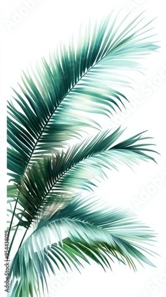Obraz Palm Fronds Against a White Background