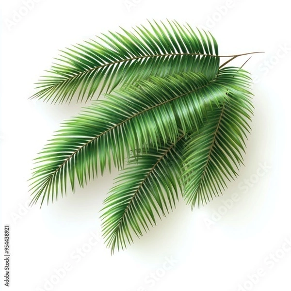 Obraz Lush Green Palm Fronds Isolated on White Background