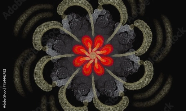 Fototapeta red and black lace motif design 