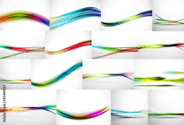 Fototapeta Set of wave flowing blurred motion abstract backgrounds