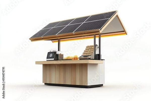 Fototapeta Eco friendly solar powered mobile charging station with modern design