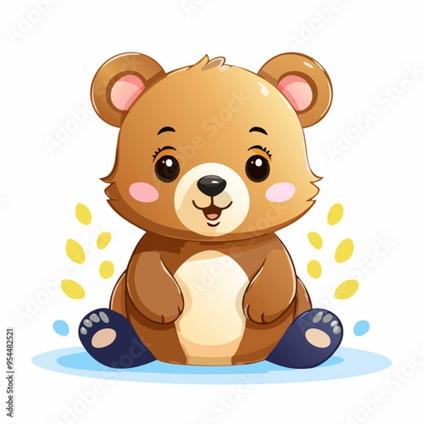 Fototapeta Bear Cute Small Cartoon Baby Animal Character
