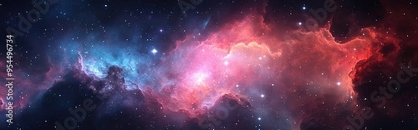 Fototapeta Digital universe art illustration of a nebula galaxy in outer space presented as a 3D cartoon rendering