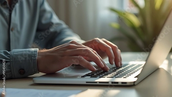Fototapeta Man with laptop