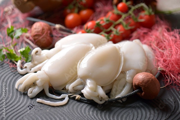 Obraz Sucha ośmiornica na linie na wyspie Santorini na Morzu Egejskim Grecji. Tło restauracji.