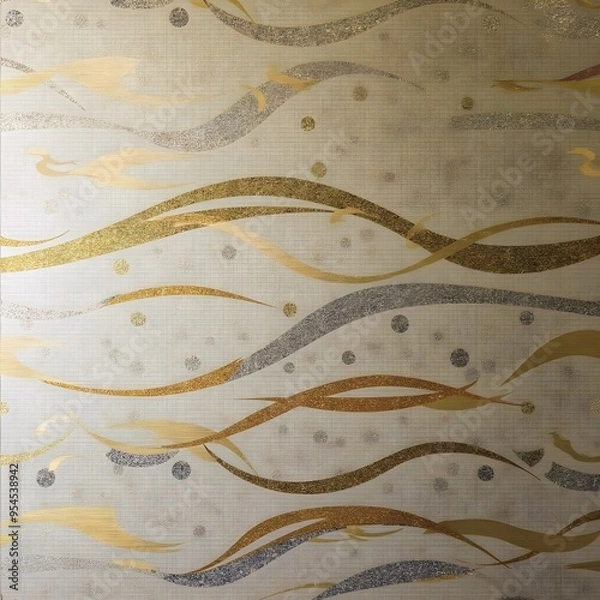 Fototapeta Infuse Your Interiors with Luxury Metallic Wavy Wallpaper in Shimmering Gold and Silver for a Glamorous, Sophisticated Effect