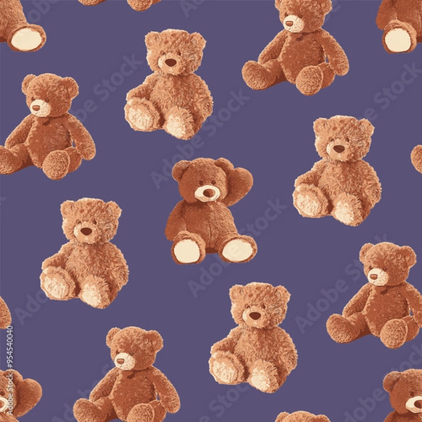 Obraz Seamless Cute Teddy Bears Pattern 240903