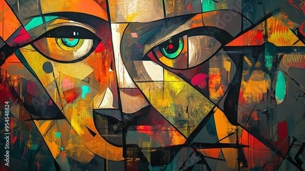 Fototapeta Modern Abstract wallpapers and backgrounds. Cubism abstract wallpaper. Circle Abstract wallpaper.