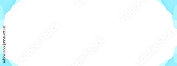 Obraz シンプルな水色の波線枠