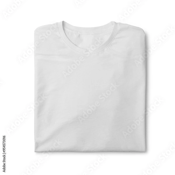 Fototapeta Blank white t-shirt on a white background, mock up, 3d illustration, 3d rendering 3D rendering, 3D illustration