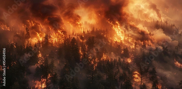 Obraz Aerial View of Forest Fire