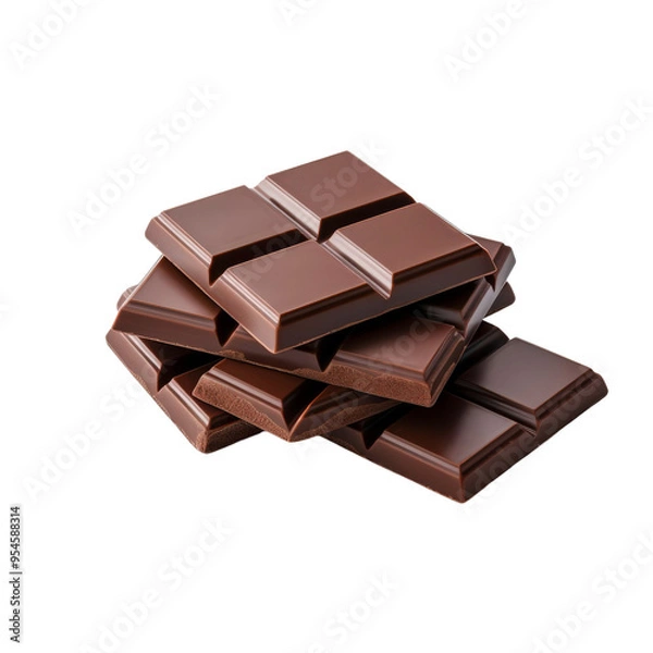 Obraz A stack of milk chocolate squares is suitable for confectionery packaging design, food blog graphics, and dessert menu illustrations