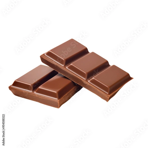 Fototapeta A stack of milk chocolate squares is suitable for confectionery packaging design, food blog graphics, and dessert menu illustrations