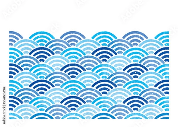 Obraz 青海波　模様　和柄　伝統文様　水彩