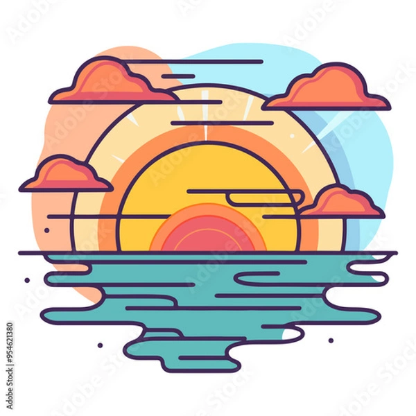 Fototapeta Colorful sunset vector icon