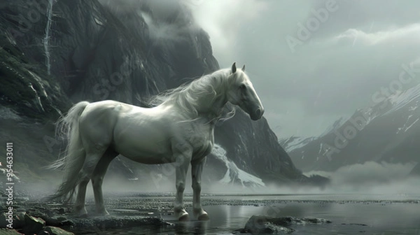 Obraz Majestic white horse galloping