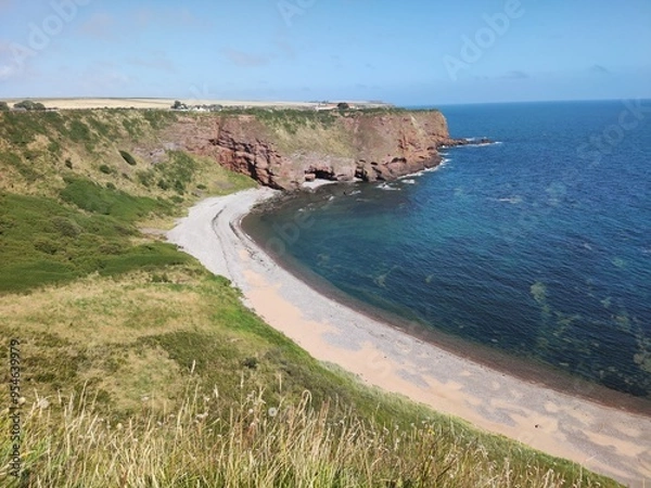 Obraz Cliffs and beach at Auchmithie, near Arbroath, Angus, Scotland