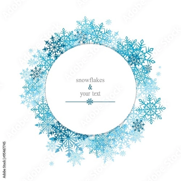 Obraz winter print with blue snowflakes