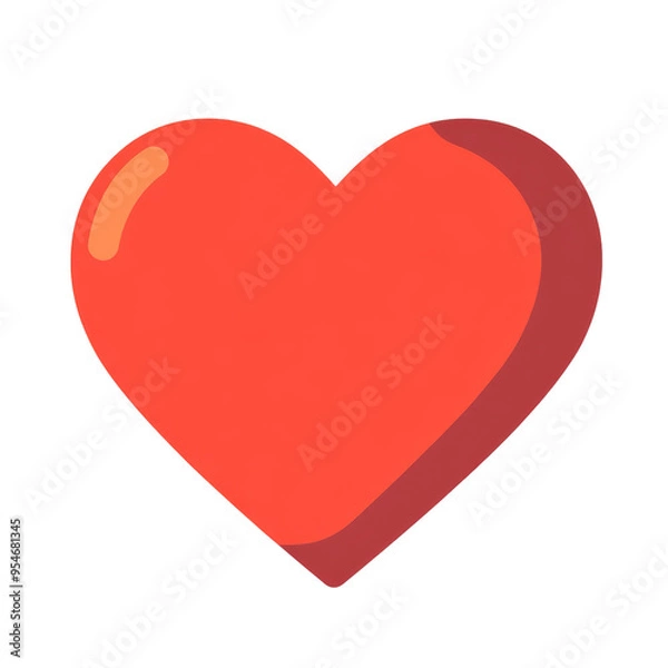 Fototapeta Cute and Flat Heart Shaped Love Icon Illustration, Simple Design, Digital Asset, PNG Transparent, High Resolution
