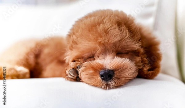 Obraz 可愛い「子犬」の「寝顔」（トイプードル）