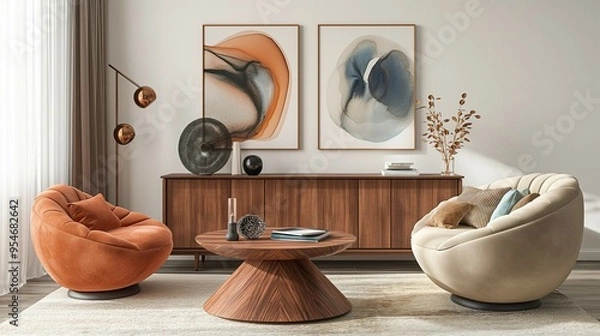 Obraz Modern home living room interior with soft chair
