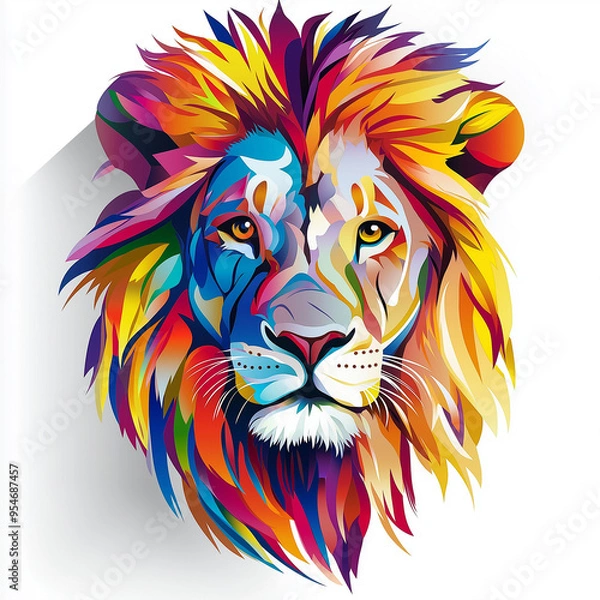 Fototapeta Lion head mural in vector style