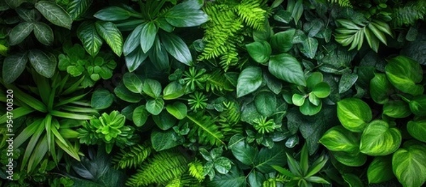 Fototapeta Vibrant green plants in the garden backdrop. with copy space image. Place for adding text or design