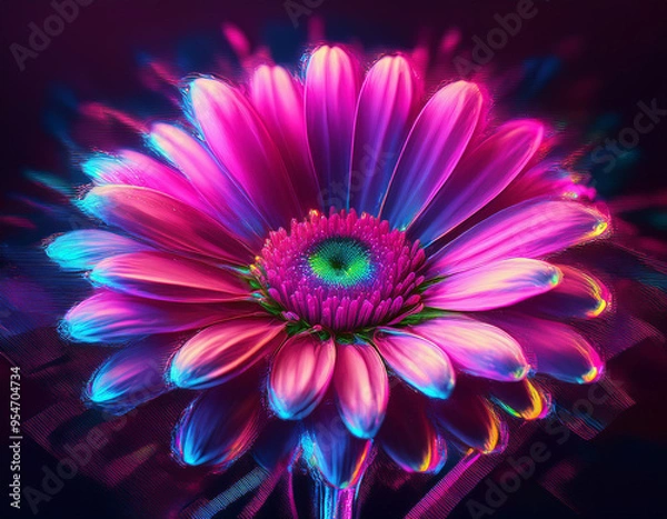 Fototapeta Closeup Illustration of a Pink Daisy Flower Detailed Artistic Floral Design and Botanical Art