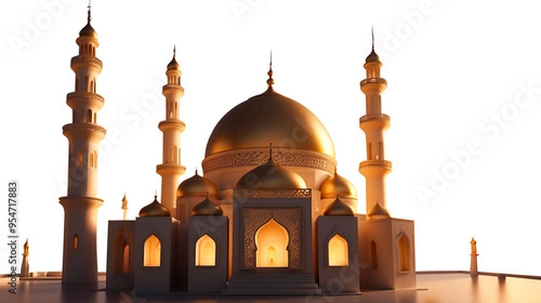 Obraz 3D realistic Islamic background on transparent background 