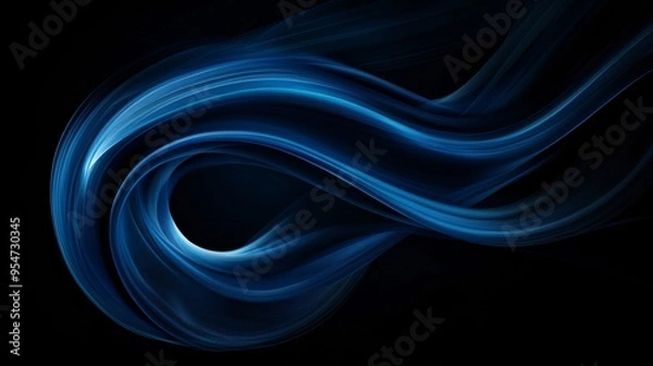 Obraz Flowing blue light waves creating a mesmerizing abstract design.