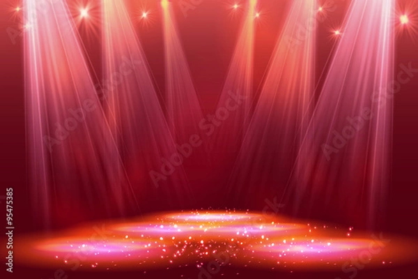 Obraz Spotlights on stage with smoke  light. 