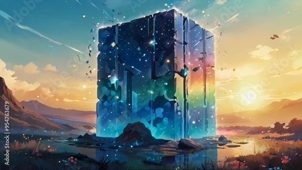 Obraz ゲーム背景　異世界未来社会クリスタルアーカイブ神殿遺