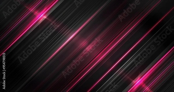Fototapeta A vibrant abstract background featuring diagonal pink and black lines with a glossy effect, ideal for digital designs.