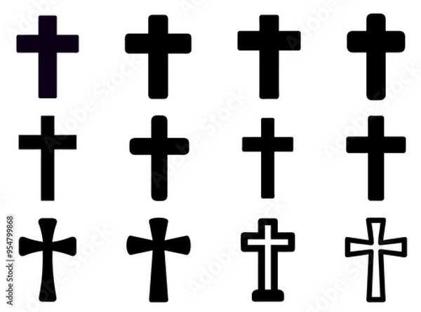 Fototapeta vector set of icons depicting Christian crosses