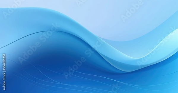 Fototapeta A smooth gradient design featuring flowing waves in shades of blue, creating a calming and modern aesthetic.