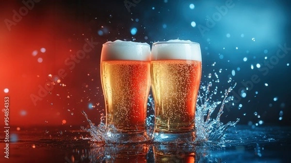 Obraz Beer Splash in Studio Lighting. AI generated illustration