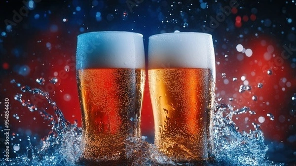 Obraz Beer Splash in Studio Lighting. AI generated illustration