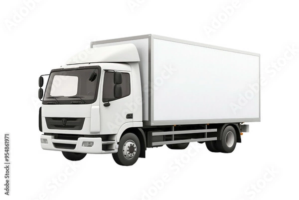 Fototapeta A cargo van for transportation services is isolated on a white background, suitable for mockups, advertising, logistics, and delivery concepts