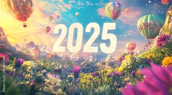 Obraz 2025 New Year background with beautiful design, generative ai