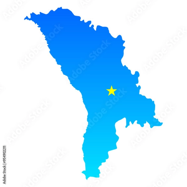 Obraz Map of Moldova with its capital Chișinău in professional blue style