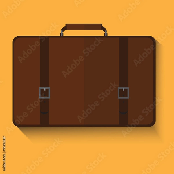 Obraz Image of brown suitcase. flat design
