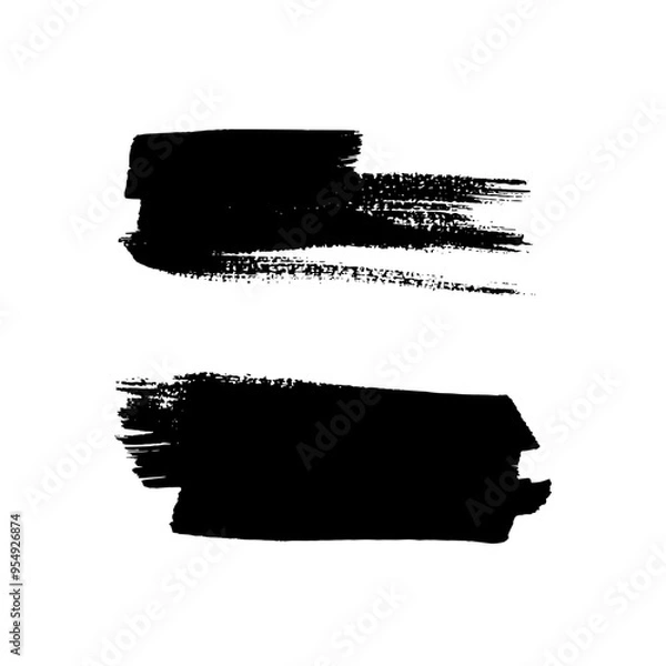 Fototapeta Set of black brush strokes, design elements. Vector illustration. Set of decorative black elements for text and design.