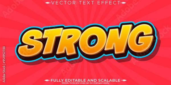 Fototapeta Strong editable text effect, editable cartoon and hero text style